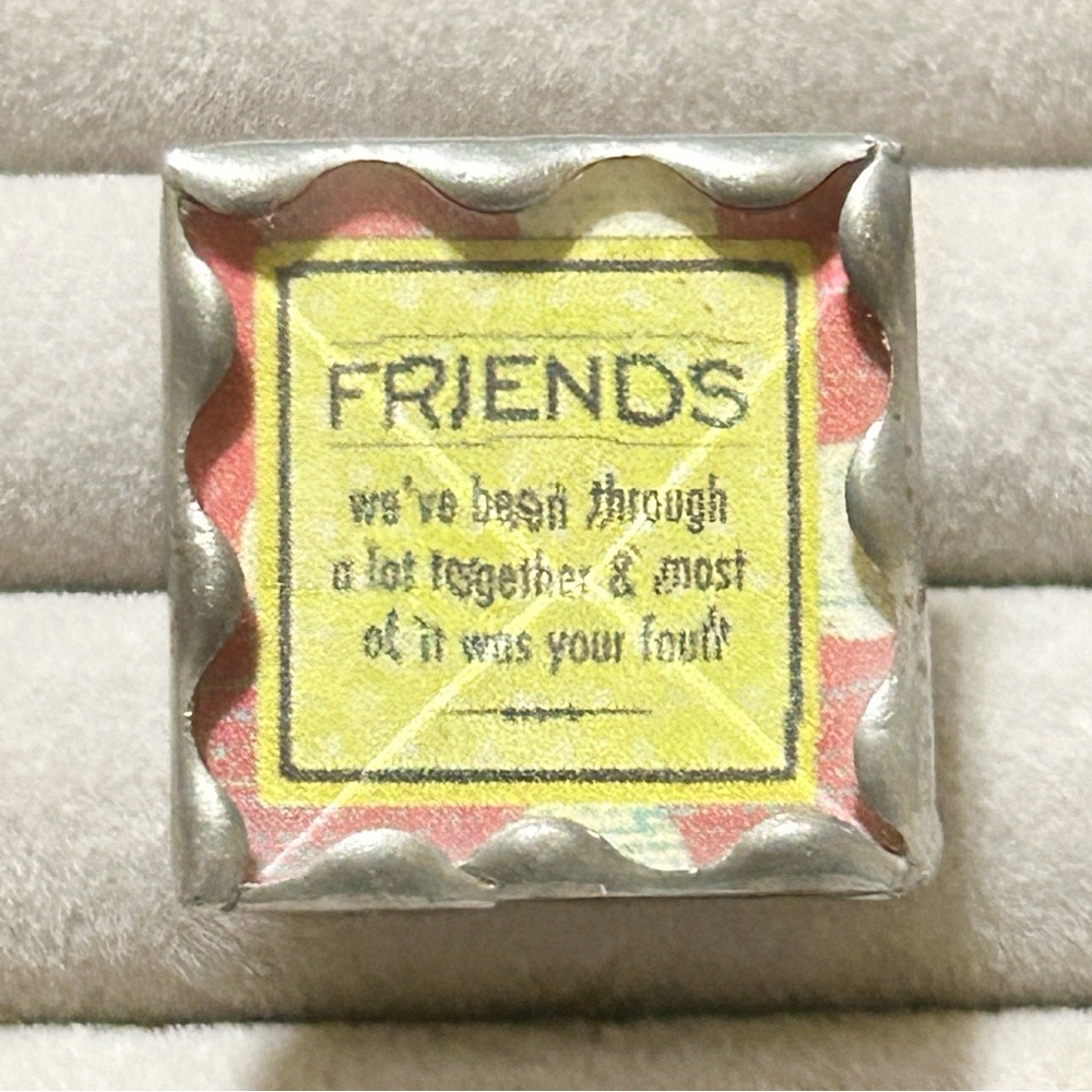 925 Silver Friends Quote Ring 1”